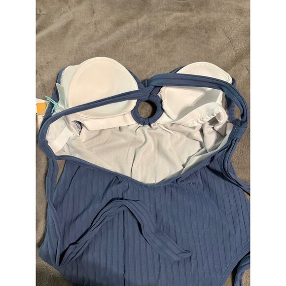 NWT Kona Sol Women Wide Ribbed Ring SZ Medium
One Piece Swimsuit Dusty Blue - Picture 10 of 11